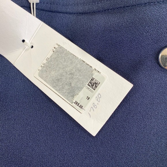 Boss Hugo Cropped Women Telareama Button Accent Navy Blue Work Dress Pants Sz 18 - Picture 5 of 10